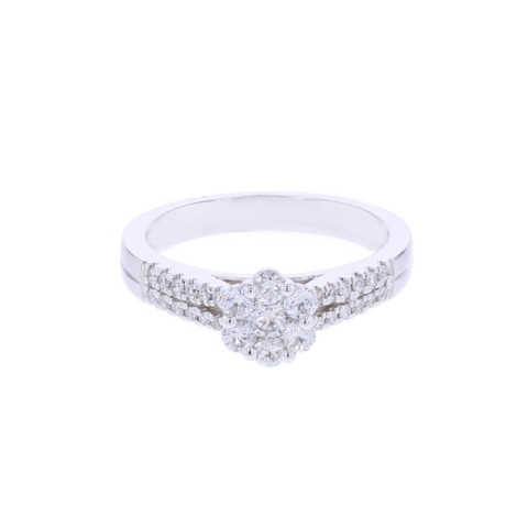 Platinum Brilliant Cut 0.50ct Diamond Flower Cluster Ring