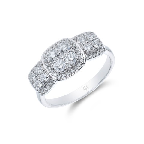 Platinum Brilliant Cut 0.85ct Diamond Cluster Ring