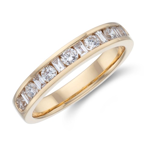 18ct Yellow Gold Baguette and Brilliant Cut 0.50ct Diamond Eternity Ring