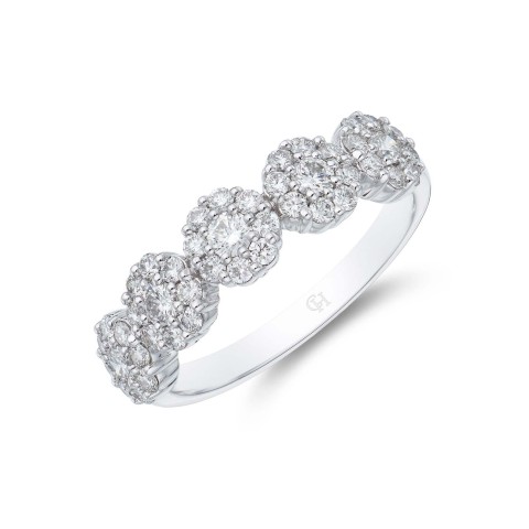 18ct White Gold 0.65ct Diamond Cluster Eternity Ring 