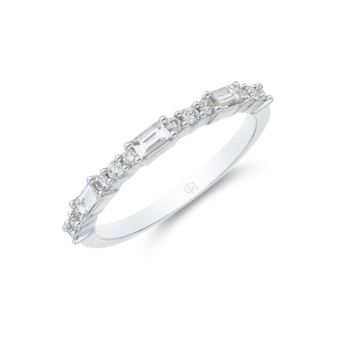 18ct White Gold 0.31ct Baguette and Brilliant Eternity Diamond Ring