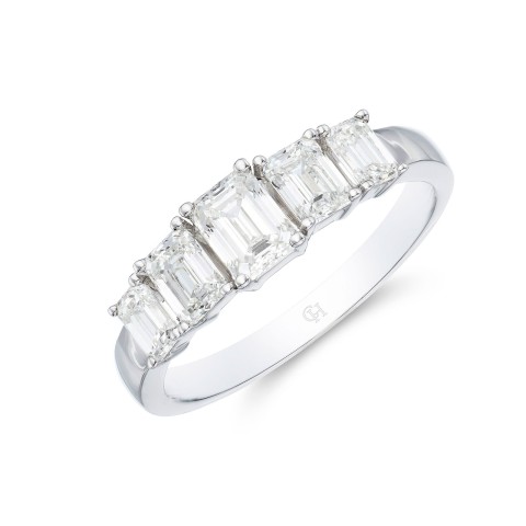 18ct White Gold 1.47ct Emerald Diamond Eternity Ring