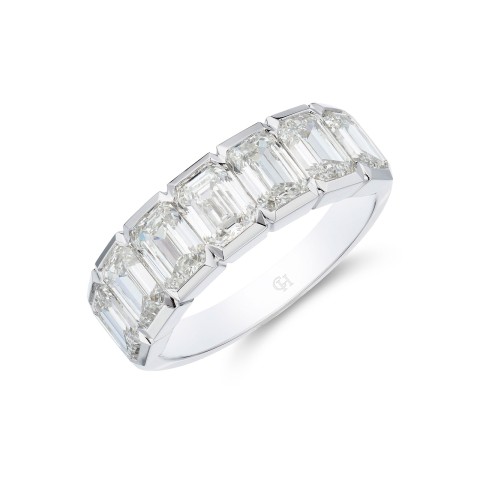 18ct White Gold 1.91ct Emerald Diamond Eternity Ring