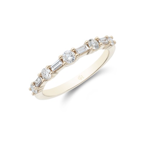 9ct Yellow Gold Brilliant and Baguette Cut 0.49ct Diamond Eternity Ring 1