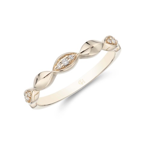 9ct White Gold 0.11ct Diamond Trilogy Wishbone Eternity Ring 