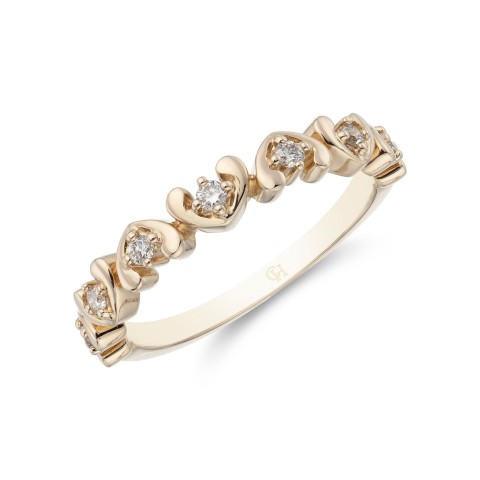 9ct White Gold 0.11ct Diamond Trilogy Wishbone Eternity Ring 