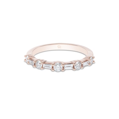 9ct Rose Gold Brilliant and Baguette Cut 0.49ct Diamond Eternity Ring