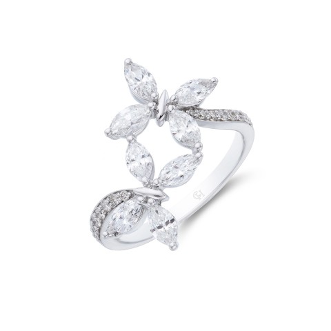 18ct White Gold Marquise and Round Brilliant 1.30ct Double Butterfly Diamond Ring