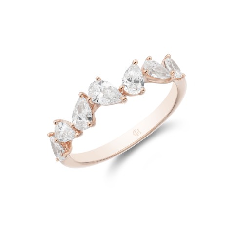 18ct Rose Gold Brilliant and Marquise Cut 0.69ct Diamond Fancy Band