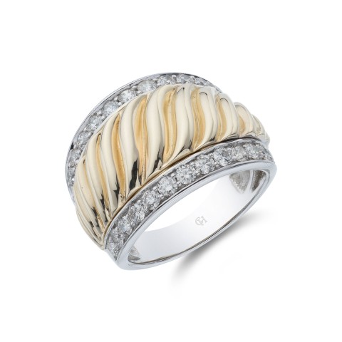1857 9ct 2 Colour Gold Brilliant Cut 1.00ct Diamond Fancy Ring