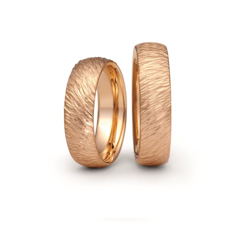 Niessing 18ct Rosewood Gold Hammerblow Linea 5mm Wedding Ring