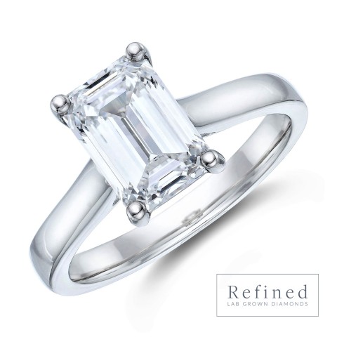 Platinum Emerald Cut 2.00ct Lab Diamond Solitaire Ring