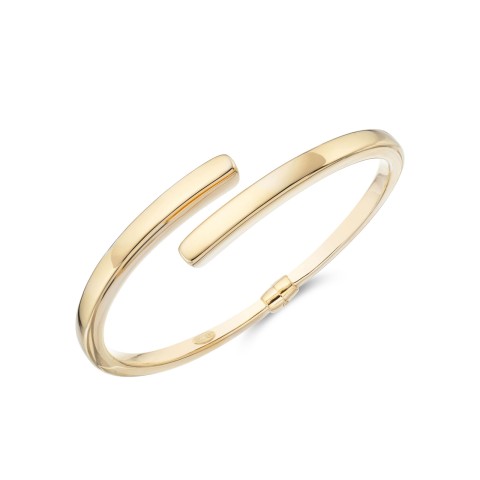 Sterling Silver Yellow Gold Plated Crossover Torque Bangle