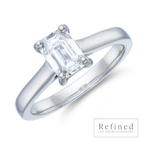 Platinum Emerald Cut 1.00ct Lab Diamond Solitaire Ring