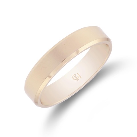 9ct Yellow Gold Light Bevelled Edge Wedding Ring 5mm