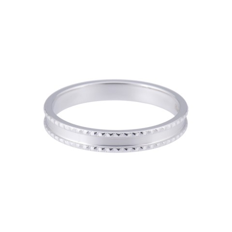 9ct White Gold Satin Centre And Sparkle Cut Edges 3mm Wedding Ring