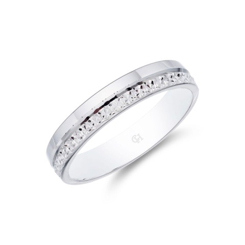 9ct White Gold Sparkle Cut Wedding Ring 3.5mm 1