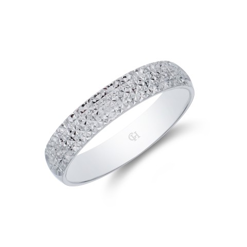 9ct white gold 3.5mm domed sparkle cut wedding band