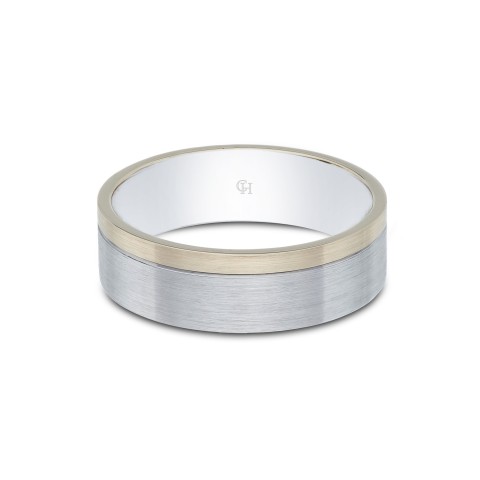 9ct Gold 2 Colour Offset 6mm Wedding Band