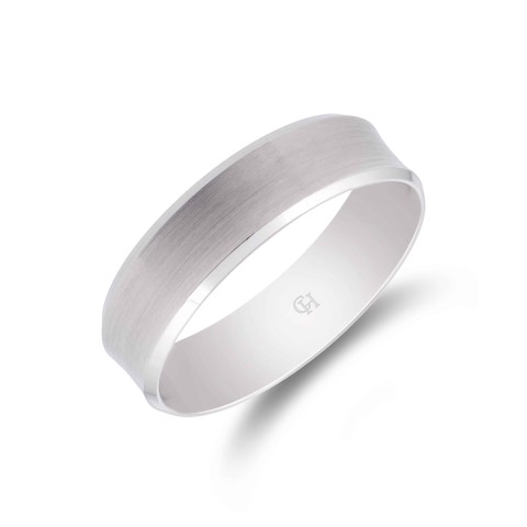 Palladium Satin Centre Concave Wedding Ring 6mm