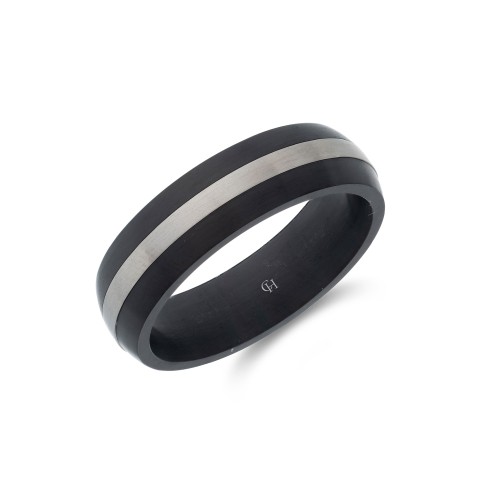 Titanium and Black Carbon Plated 6mm Wedding Band