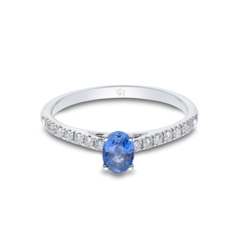 18ct White Gold Oval Cut Sapphire 0.50ct Solitaire Ring