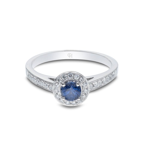 Platinum Brilliant Cut Sapphire 0.33ct Diamond Halo Ring