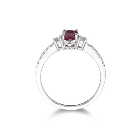 18ct white 0.75ct ruby oval ring