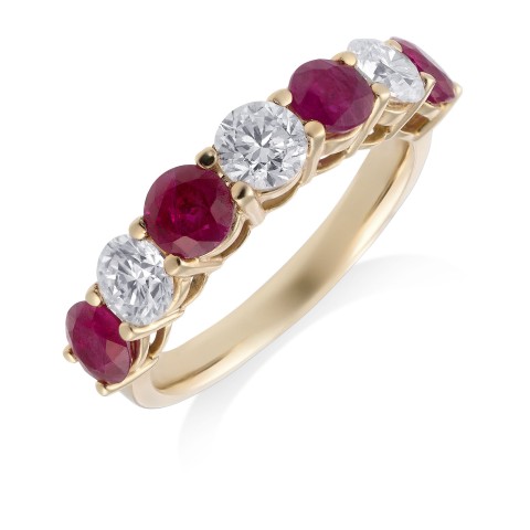 18ct Yellow Gold 1.52ct Ruby and 1.06ct Diamond Eternity Ring
