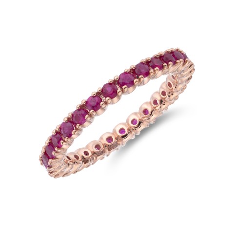9ct Rose Gold Brilliant Cut 1.11ct Ruby Eternity Ring