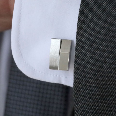 Stainless Steal Brushed And Polished Square Cufflinks