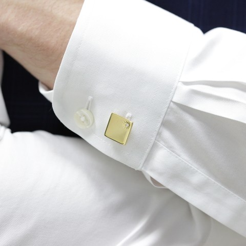 Silver Yellow Plated Square Cufflinks