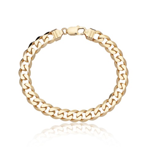 Silver Yellow Gold Plated 9.3 mm Curb Bracelet