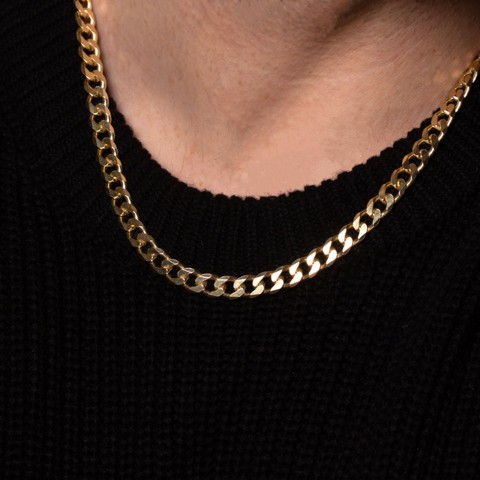 Silver Yellow Gold Plated 20' 6.2mm Curb Chain Necklace