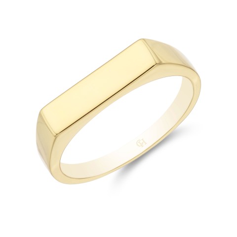 Silver Gents Yellow Gold Plated Rectangular Signet Ring
