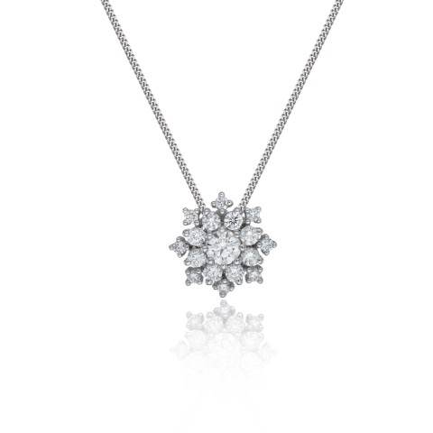 18ct White Gold 0.50ct Snowflake Cluster Diamond Pendant