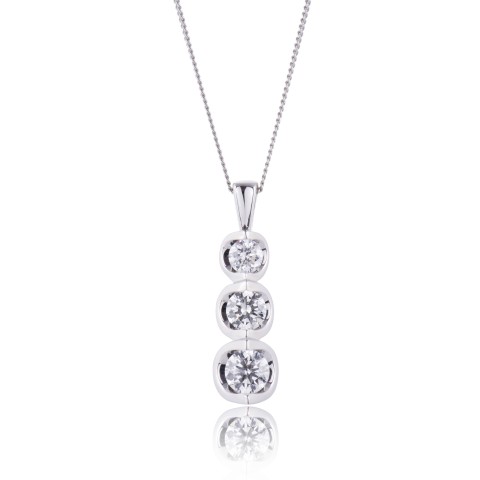 18ct White Gold Approx 1.00ct Diamond Drop Necklace