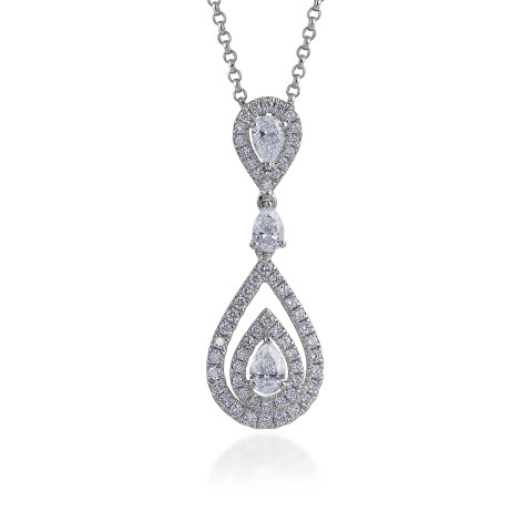 18ct White Gold 0.60ct Diamond Pear Drop Necklace