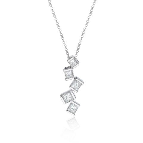 18ct White Gold Princess Cut Diamond 0.80ct Pendant
