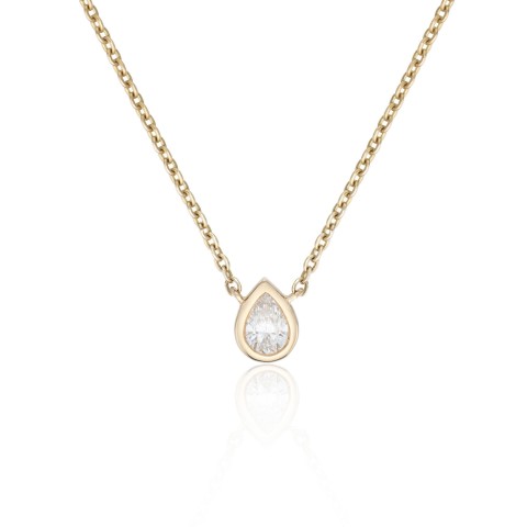 18ct Yellow Gold 0.14ct Pear Solitaire Diamond Pendant