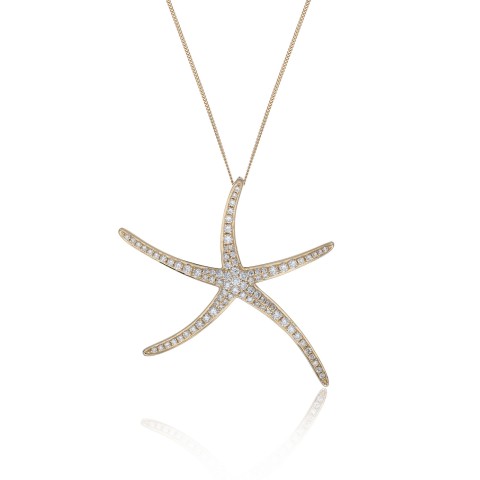 18ct Yellow Gold Brilliant Cut Diamond 0.40ct Starfish Pendant