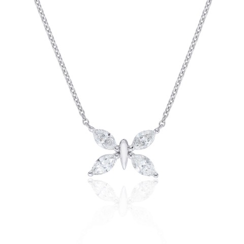 18ct White Gold Marquise 0.58ct Diamond Butterfly Necklace