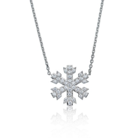 9ct White Gold Brilliant Cut 0.25ct Diamond Snowflake Necklace 1