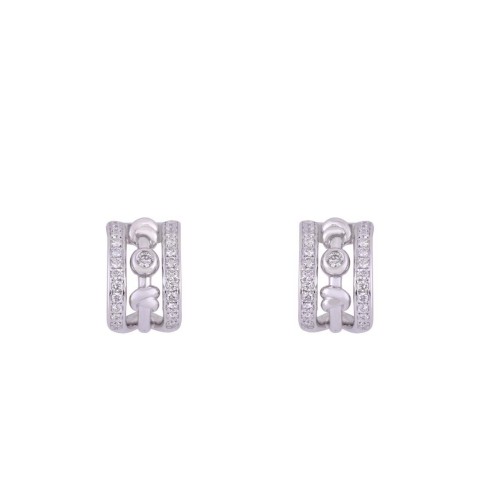 18ct White Gold Round Brilliant Rub Over And Knot 0.40ct Diamond Earrings