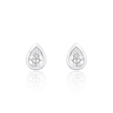 18ct White Gold 0.28ct Solitaire Pear Diamond Earrings