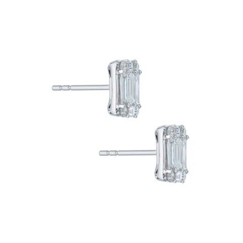 18ct White Gold Baguette and Brilliant Cut 1.50ct Diamond Stud Earrings