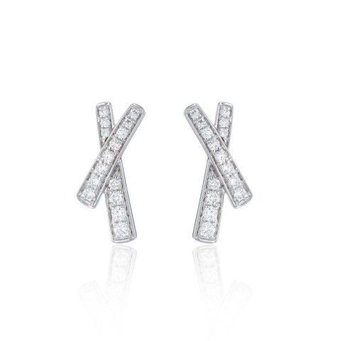 18ct White Gold Round Brilliant Diamond 0.23ct Crossover Earrings