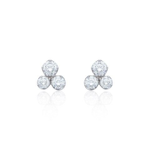 18ct White Gold 0.65ct Round Brilliant Fancy Cluster Diamond Earrings