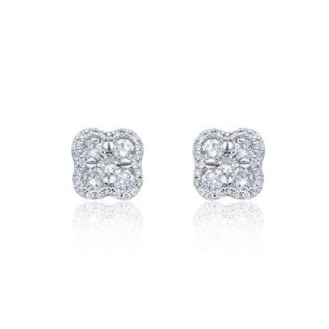 18ct White Gold Brilliant Cut 0.50ct Diamond Cluster Earrings