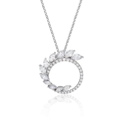 18ct White Gold 1.33ct Marquise and Brilliant Cut Fancy Circle Pendant